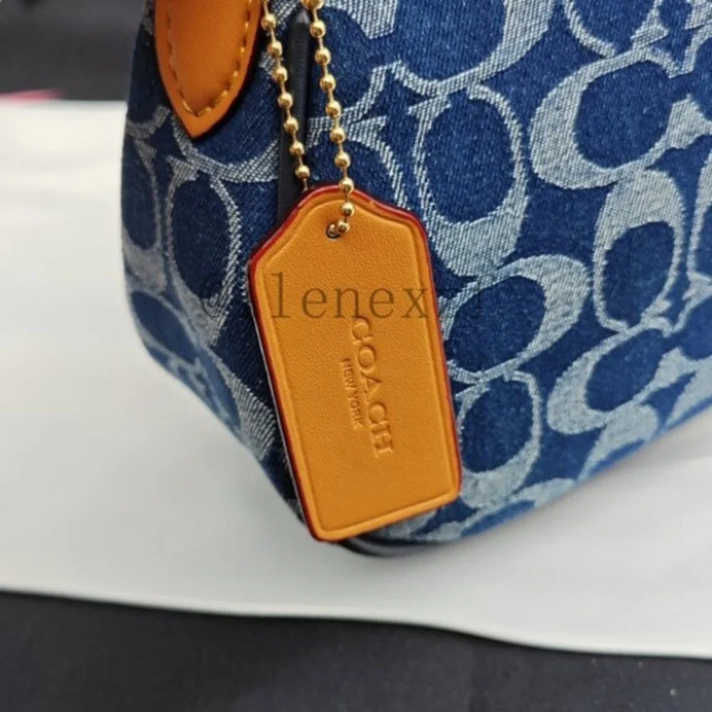 Coach Navy and Tan Shoulder Bag
